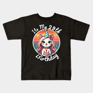 Its My 29th Birthday Funny Cat Kids T-Shirt